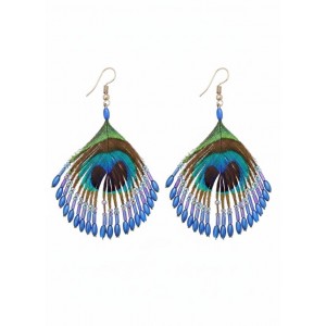 Серьги «Павлин», 5×8 см, синие