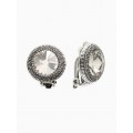 Клипсы "Винтаж" круг страз, цвет белый, цвет серебристый Клипсы "Винтаж" круг страз, цвет белый, цвет серебристый
