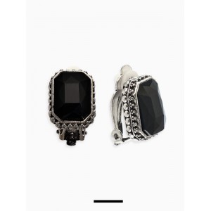 Клипсы "Винтаж" прямоугольник грань, цвет чёрный, цвет серебристый Клипсы "Винтаж" прямоугольник грань, цвет чёрный, цвет серебристый