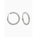 Серьги-кольца со стразами «Россыпь», d=5.5 см, белые, цвет серебристый