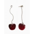 Серьги «Черешня», бордовые, цвет серебристый
