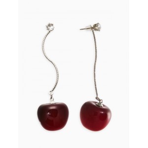 Серьги «Черешня», бордовые, цвет серебристый