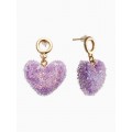 Серьги «Сердце сахарное», фиолетовые, цвет золотистый