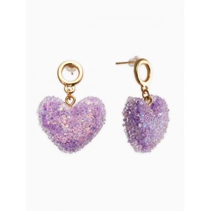 Серьги «Сердце сахарное», фиолетовые, цвет золотистый