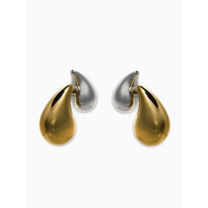 Серьги двойные «Капли Бо», цвет серебро, золото
