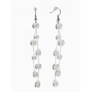 Серьги на леске «Капля росы. Веточка», белые, цвет серебристый