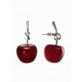 Серьги «Вишня узелком», бордовые, цвет серебристый