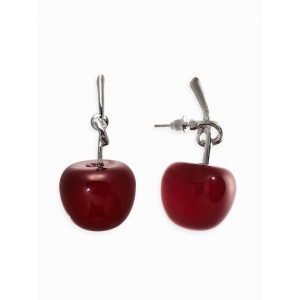 Серьги «Вишня узелком», бордовые, цвет серебристый