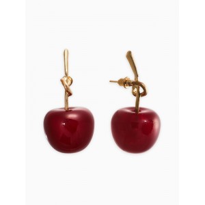 Серьги «Вишня узелком», бордовые, цвет золотистый