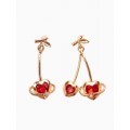 Серьги «Сердечная вишня», красные, цвет золотистый