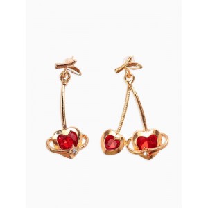 Серьги «Сердечная вишня», красные, цвет золотистый