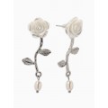 Серьги «Цветок розы», белые, цвет серебристый