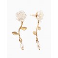 Серьги «Цветок розы», белые, цвет золотистый