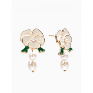 Серьги «Цветок кувшинки», белые, цвет золотистый