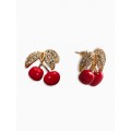 Серьги со стразами «Вишня», бело-красные, цвет золотистый