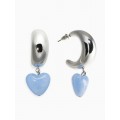 Серьги «Новый стиль. Сердечки», голубые, цвет серебристый d=3 см