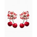 Серьги «Вишня с цветами», цветные, цвет золотистый