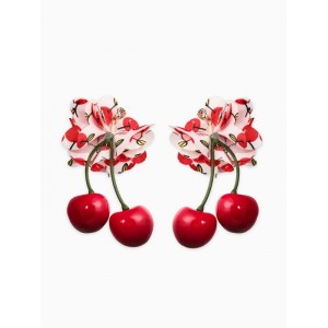 Серьги «Вишня с цветами», цветные, цвет золотистый