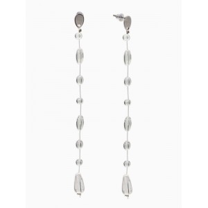 Серьги на леске «Капля росы», белые, цвет серебристый