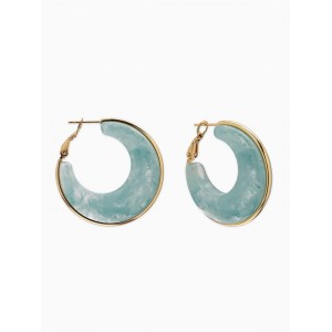 Серьги-кольца акрил «Тренд», голубые, цвет золотистый
