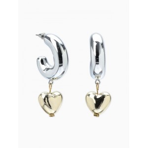 Серьги «Новый стиль. Сердечки», d=3 см, цвет серебристо-золотистый