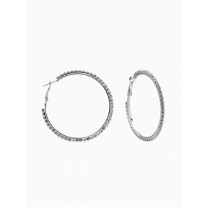 Серьги-кольца со стразами d=5.5 см, белые, цвет серебристый Серьги-кольца со стразами d=5.5 см, белые, цвет серебристый