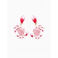 Серьги «Краб», красно-белые, цвет золотистый