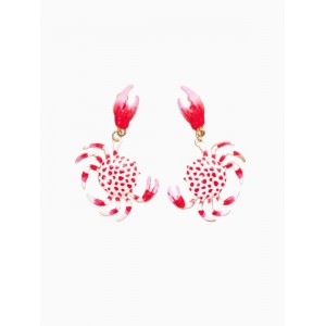 Серьги «Краб», красно-белые, цвет золотистый