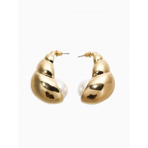 Серьги «Морской мир», улитка. белые, цвет золотистый