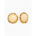 Серьги акрил «Стиль», круг в рамке, бежевые, цвет золотистый
