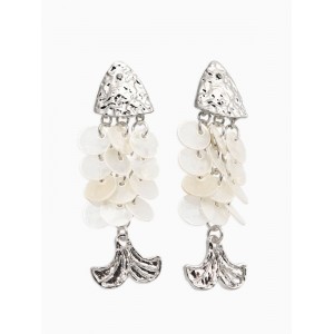 Серьги «Морской мир» чешуя рыбки, белые, цвет серебристый Серьги «Морской мир» чешуя рыбки, белые, цвет серебристый