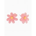 Серьги пластик «Цветочек летний» с блёсткой, розовые