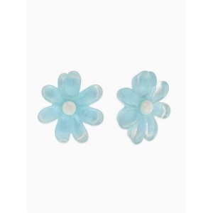 Серьги пластик «Цветочек летний» с блёсткой, голубые