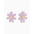 Серьги пластик «Цветочек летний» с блёсткой, фиолетовые