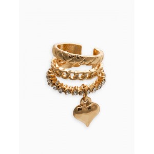 Серьга кафф «Стиль. Сердце», цвет белые, цвет золотистый