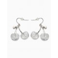 Серьги висячие «Вишенка», прозрачные, белые, цвет серебристый