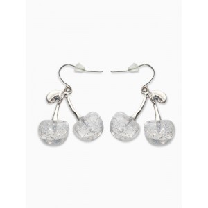 Серьги висячие «Вишенка», прозрачные, белые, цвет серебристый Серьги висячие «Вишенка», прозрачные, белые, цвет серебристый