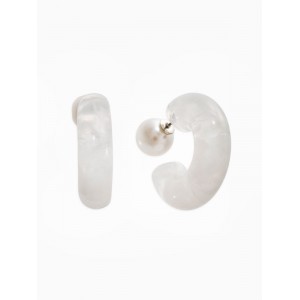 Серьги акрил «Полукольцо с бусиной №10», белые Серьги акрил «Полукольцо с бусиной №10», белые