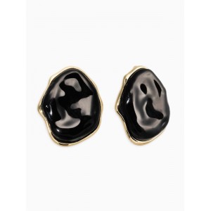 Серьги большие «Мятый овал», акрил, чёрные, цвет золотистый Серьги большие «Мятый овал», акрил, чёрные, цвет золотистый