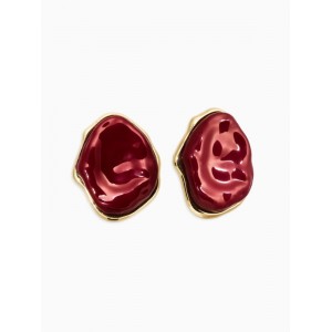 Серьги большие «Мятый овал», акрил, бордовые, цвет золотистый Серьги большие «Мятый овал», акрил, бордовые, цвет золотистый