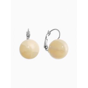 Серьги пластик «Шар №16», с разводами и блёстками, цвет молочный, цвет серебристый