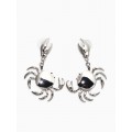 Серьги висячие «Краб», цвет серебро