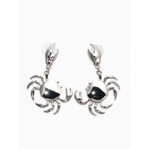 Серьги висячие «Краб», цвет серебро