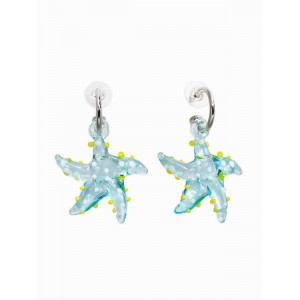 Серьги из стекла «Море. Звезда», голубые, цвет серебристый
