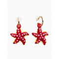 Серьги из стекла «Море. Звезда», красные, цвет золотистый
