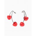 Серьги двойные «Черешня», красные, цвет серебристый