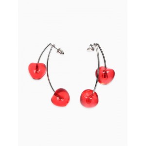 Серьги двойные «Черешня», красные, цвет серебристый Серьги двойные «Черешня», красные, цвет серебристый
