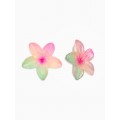 Серьги пластик «Цветок Лилии» прозрачные, блёстка, розовый, зелёный