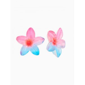 Серьги пластик «Цветок Лилии» прозрачные, блёстка, розовый, голубой