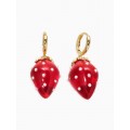 Серьги конго «Клубника в крапинку», красные, цвет золотистый